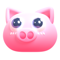 Pig in 3d render for graphic asset web presentation or other png