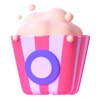 Popcorn in 3d render for graphic asset web presentation or other png