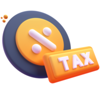 Tax in 3d render for graphic asset web presentation or other png