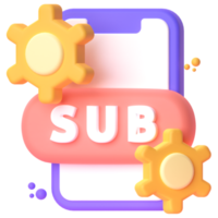 Subscribe  in 3d render for graphic asset web presentation or other png
