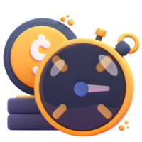 Timer in 3d render for graphic asset web presentation or other png