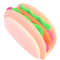 Taco in 3d render for graphic asset web presentation or other png