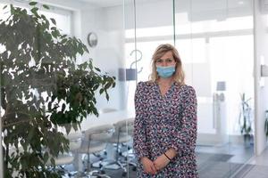 business woman portrait in medical protective mask photo