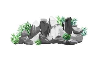 Collection of stones and plants of various shapes.Coastal pebbles,cobblestones,gravel,minerals and geological formations.Rock fragments,boulders and building material. vector