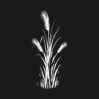 Image of a green reed or bulrush on a white background.Isolated vector drawing.