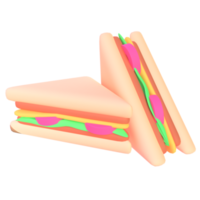 Sandwich in 3d render for graphic asset web presentation or other png