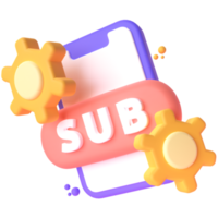 Subscribe  in 3d render for graphic asset web presentation or other png