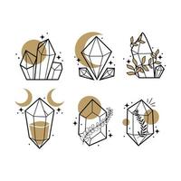 Aesthetics Crystal Gemstone Sticker Collection vector