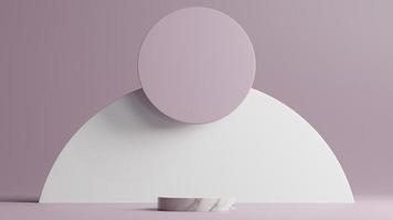 Minimal scene with white marble podium and abstract background round shapes. Purple colors scene. 3d rendering. photo