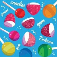 Seamless pattern background with marshmallows and lollipops Vector illustration