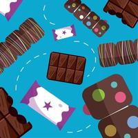 Colored seamless pattern background with chocolate bars Vector illustration