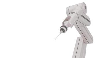 White robotic arms with blank space on white background, 3d rendering. photo