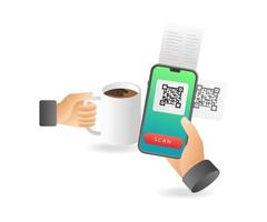 Pay for coffee shopping with barcode vector