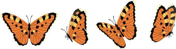 Vector set of beautiful colorful butterflies on a white background