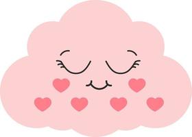 Vector illustration of a cute sleeping cloud, Seal or Icon Vector Illustration