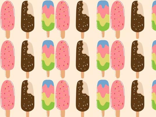 Ice Cream Stick Flavor Seamless Pattern Vector