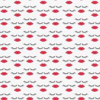 Vector Female Eyelashes with Lips Pattern Seamless