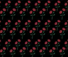 Seamless Pattern Rose Flower Red Black Background Vector