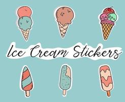 Ice Cream Stickers Decorative Colorful Vector