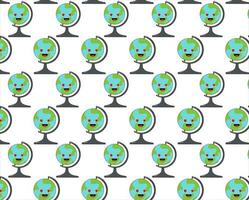 Seamless Pattern Cute Character Earth Vector