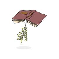 Illustrations Flowers Fall on the Book Vector