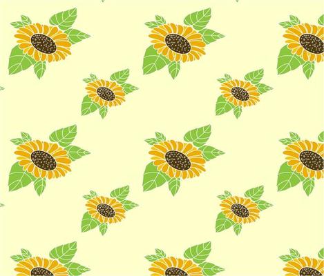 Vector Sunflower Colored Floral Pattern Seamless