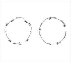 Two Doodle Frame Circle Border Illustrations on a White Background vector