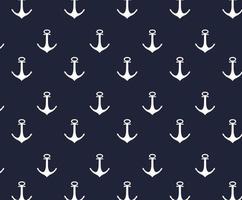 Seamless Pattern Anchor White Color Navy Blue Background Vector