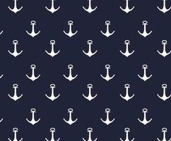 Seamless Pattern Anchor White Color Navy Blue Background Vector