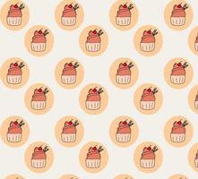Cup Cake Seamless Pattern Brown Vector