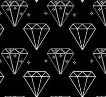 Diamond and Sparkle White Outline Seamless Pattern vector