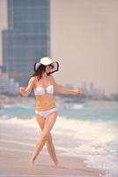 happy woman enjoy summer vacation photo