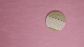 3D render Wood mockup with pink background, display showcase. photo