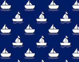 Seamless Pattern Sailing Boat White Colored Vector