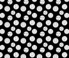 Seamless Pattern of Animal Head Icon Black and White Vector