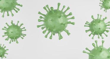 Green corona virus cell isolated on white background. 3d rendering photo