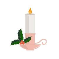 Flat-hand drawn christmas candle illustration, Christmas decor vector