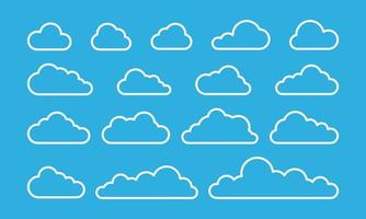 collection of cloud lines on a blue background vector