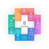 Infographic plus jigsaw puzzles 8 options. Vector illustration