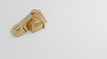 Gold camera drop in white background, technology concept. 3d rendering photo