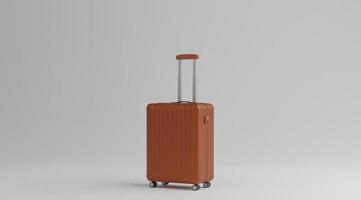 Brown luggage over white background travel concept. 3d rendering photo