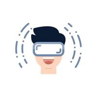 un hombre con gafas de realidad virtual, icono, vector, ilustración. vector