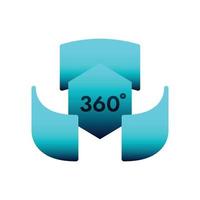360 degrees and rotation, 3D visualization technology, Icon, Vector, Illustration. vector