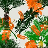 Editable Date Palm Trees With Fruits and Leaves Vector Illustration Seamless Pattern for Creating Background of Islamic or Arab Nature and Culture Also Healthy Foods Related Design