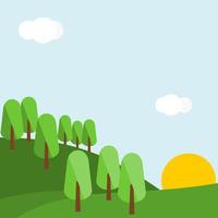 Editable Simple Green Environment Landscape Background Vector Illustration for Ecology Poster