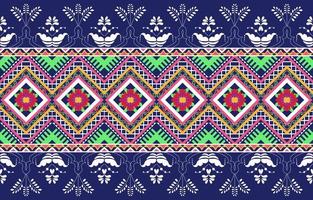 Triángulo geométrico y patrón de adorno floral colorido, estilo de textura étnica tribal, diseño para imprimir en productos, fondo, bufanda, ropa, envoltura, tela, ilustración vectorial. vector