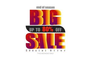 big sale up to 80 percent end of year special offer colorful tone vector illustration eps10