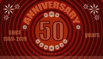 50th anniversary emblems. vintage retro style. small to big circle from center. creative poster design. vector illustration eps10