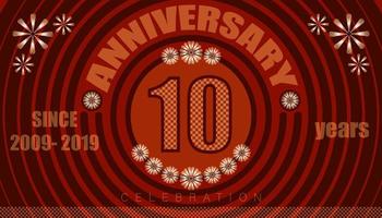 10th anniversary emblems. vintage retro style. small to big circle from center. creative poster design. vector illustration eps10