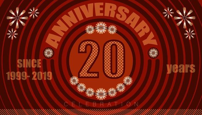 20th anniversary emblems. vintage retro style. small to big circle from center. creative poster design. vector illustration eps10